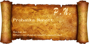 Prohaska Nanett névjegykártya